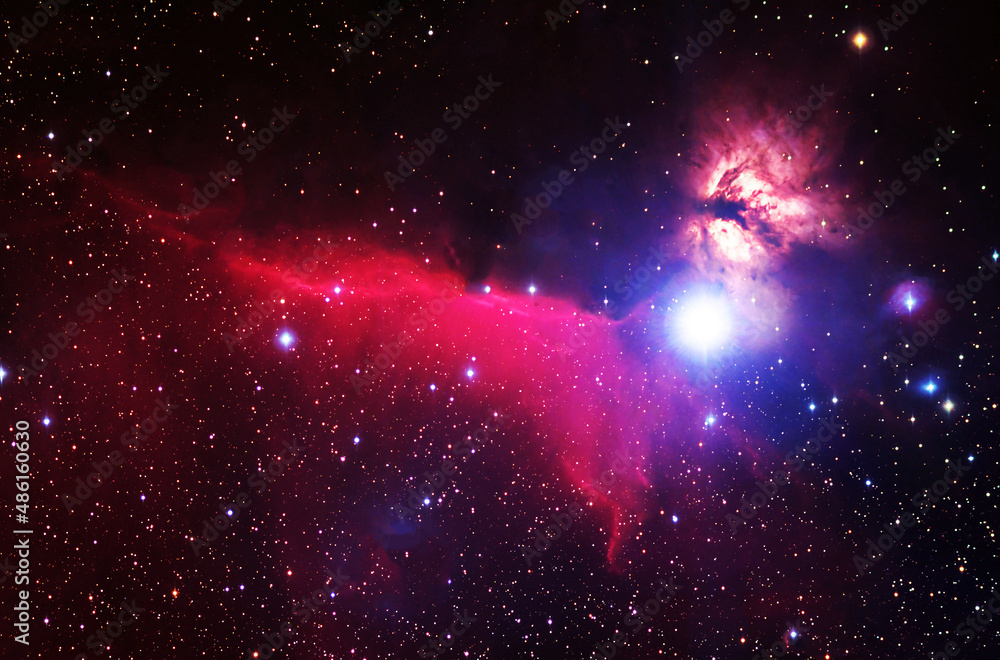 Wall mural bright space nebula with stars. elements of this image furnished by nasa