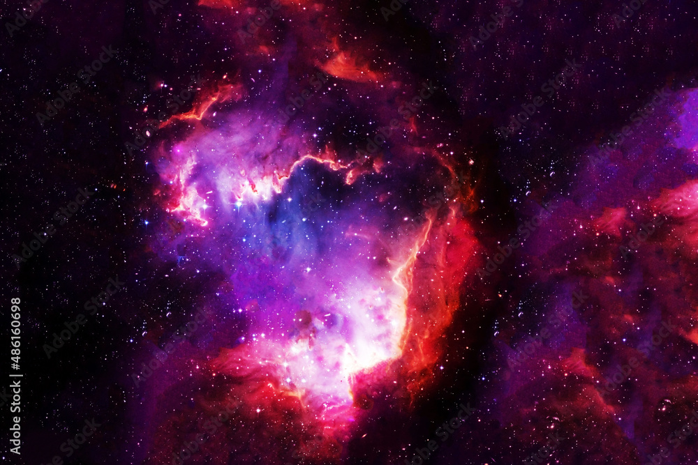 Wall mural beautiful galaxy of red color with stars. elements of this image were furnished by nasa