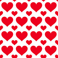 Red hearts seamless pattern background.