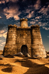 Derelict Mysterious Castle in the middle of a desert