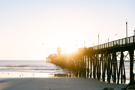 Fototapeta Beautiful sunset at the Oceanside pier