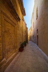 One of the narrow medieval street of Mdina