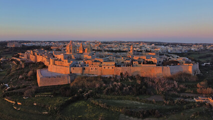 An Aerial View of Mdina at Sunrise © Cavan