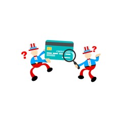 uncle sam and credit card finance service cartoon flat design illustration