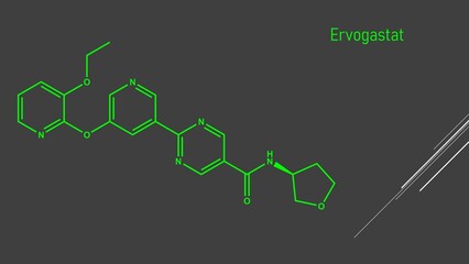 Ervogastat (previously PF 06865571) is an orally available small molecule of diacylglycerol O-acyltransferase 2 (DGAT2) inhibitor being developed by Pfizer