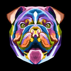 Colorful head pitbull dog pop art portrait illustration nft style 