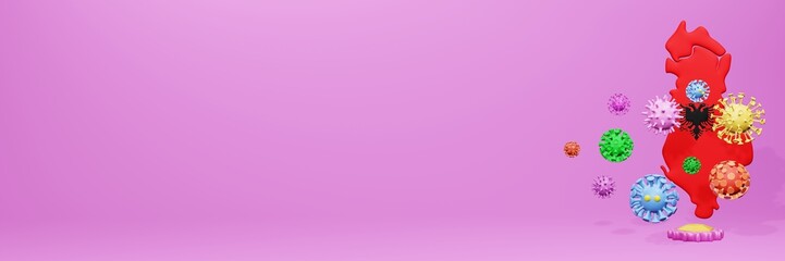 Obraz premium 3d rendering of the spread of the covid 19 or corona virus in Albania for displaying data on websites and social media