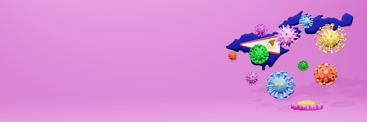 3d rendering of the spread of the covid 19 or corona virus in American Samoa for displaying data on websites and social media