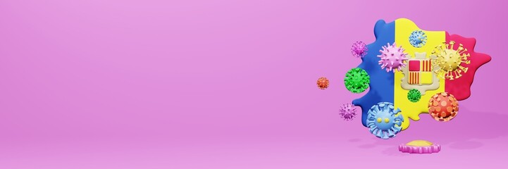 3d rendering of the spread of the covid 19 or corona virus in Andorra for displaying data on websites and social media