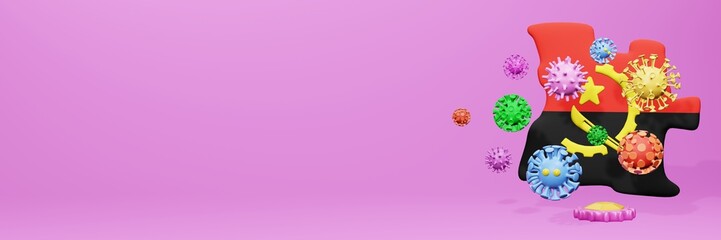 3d rendering of the spread of the covid 19 or corona virus in Angola for displaying data on websites and social media