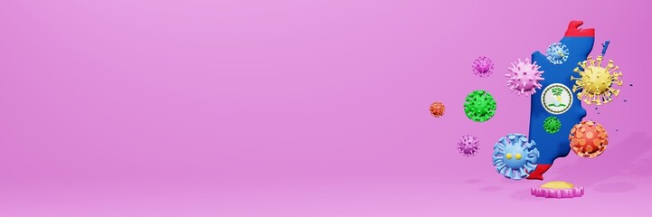 3d rendering of the spread of the covid 19 or corona virus in Belize for displaying data on websites and social media