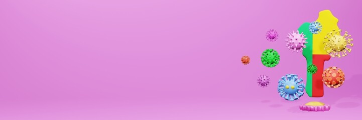 3d rendering of the spread of the covid 19 or corona virus in Benin for displaying data on websites and social media