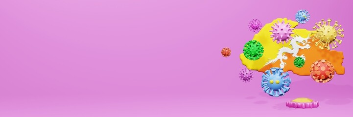 3d rendering of the spread of the covid 19 or corona virus in Bhutan for displaying data on websites and social media