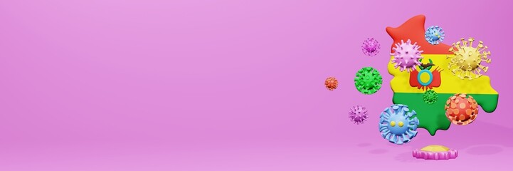 3d rendering of the spread of the covid 19 or corona virus in Bolivia for displaying data on websites and social media