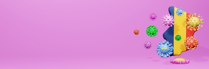 3d rendering of the spread of the covid 19 or corona virus in Chad for displaying data on websites and social media