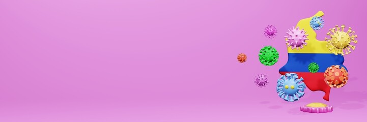 3d rendering of the spread of the covid 19 or corona virus in Colombia for displaying data on websites and social media