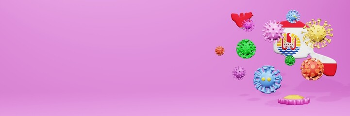 3d rendering of the spread of the covid 19 or corona virus in French Polynesia for displaying data on websites and social media