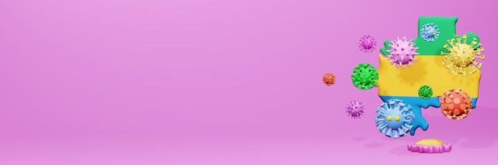 3d rendering of the spread of the covid 19 or corona virus in Gabon for displaying data on websites and social media