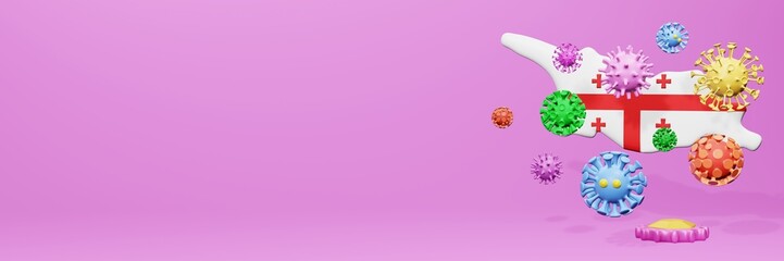 3d rendering of the spread of the covid 19 or corona virus in Georgia for displaying data on websites and social media