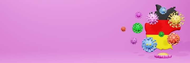 3d rendering of the spread of the covid 19 or corona virus in Germany for displaying data on websites and social media