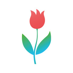 Beautiful red tulip flower isolated vector icon flat design