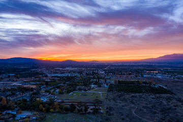 Sunset over city