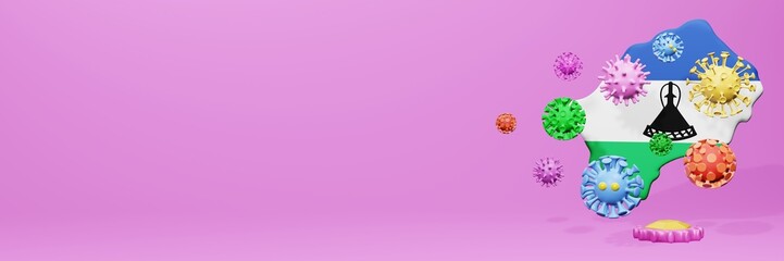 3d rendering of the spread of the covid 19 or corona virus in Lesotho for displaying data on websites and social media