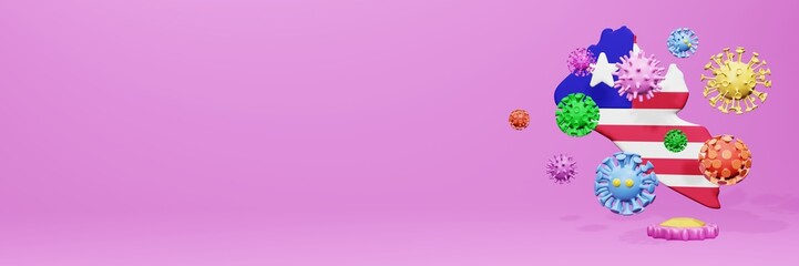 3d rendering of the spread of the covid 19 or corona virus in Liberia for displaying data on websites and social media