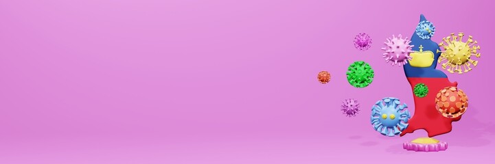 3d rendering of the spread of the covid 19 or corona virus in Liechtenstein for displaying data on websites and social media