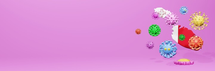3d rendering of the spread of the covid 19 or corona virus in Malta for displaying data on websites and social media