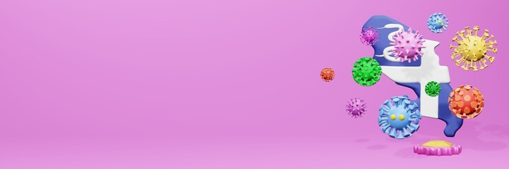 3d rendering of the spread of the covid 19 or corona virus in Martinique for displaying data on websites and social media
