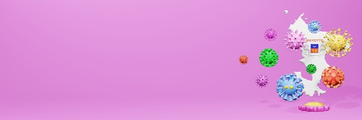 3d rendering of the spread of the covid 19 or corona virus in Mayotte for displaying data on websites and social media