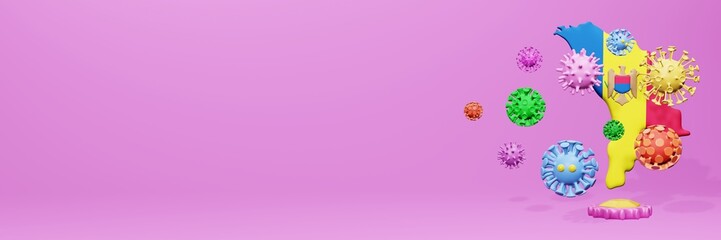 3d rendering of the spread of the covid 19 or corona virus in Moldova for displaying data on websites and social media