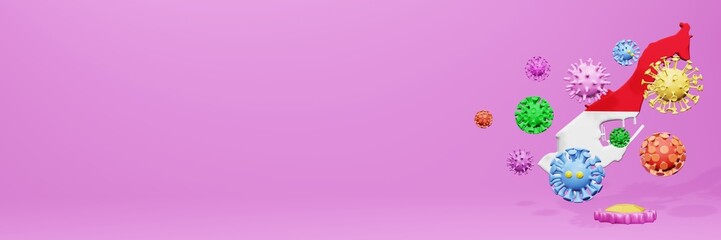 3d rendering of the spread of the covid 19 or corona virus in Monaco for displaying data on websites and social media