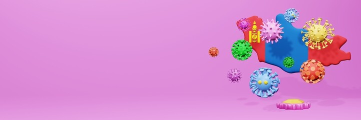 3d rendering of the spread of the covid 19 or corona virus in Mongolia for displaying data on websites and social media