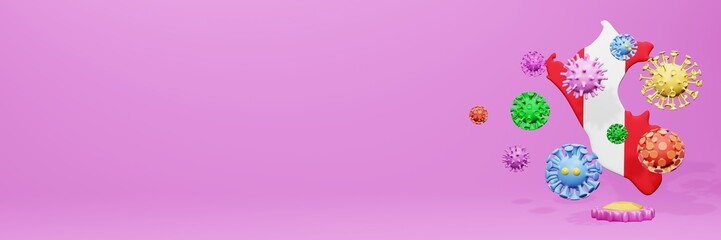 3d rendering of the spread of the covid 19 or corona virus in Peru for displaying data on websites and social media