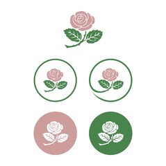 Rose Flower Logo With Circle 