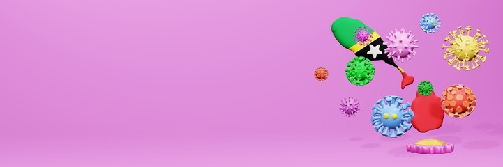 3d rendering of the spread of the covid 19 or corona virus in Saint Kitts and Nevis for displaying data on websites and social media