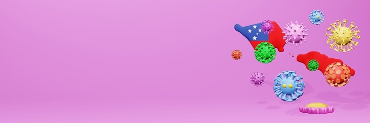 3d rendering of the spread of the covid 19 or corona virus in Samoa for displaying data on websites and social media