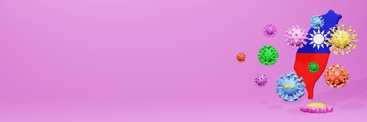 3d rendering of the spread of the covid 19 or corona virus in Taiwan for displaying data on websites and social media