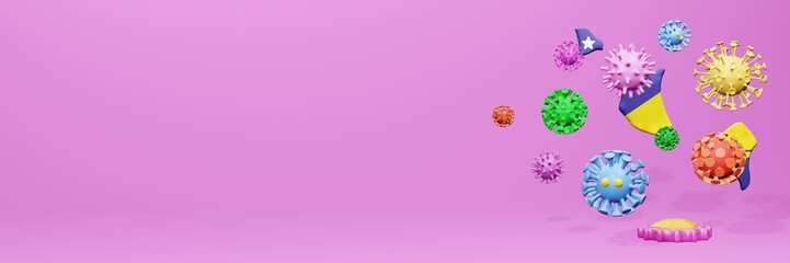 3d rendering of the spread of the covid 19 or corona virus in Tokelau Islands for displaying data on websites and social media