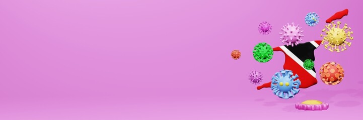 3d rendering of the spread of the covid 19 or corona virus in Trinidad and Tobago for displaying data on websites and social media