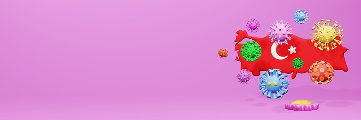 3d rendering of the spread of the covid 19 or corona virus in Turkey for displaying data on websites and social media