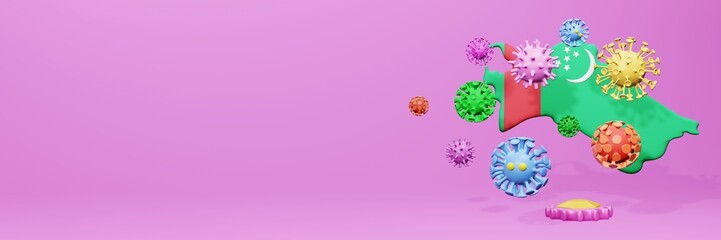 3d rendering of the spread of the covid 19 or corona virus in Turkmenistan for displaying data on websites and social media