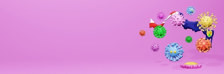 3d rendering of the spread of the covid 19 or corona virus in Turks and Caicos Island for displaying data on websites and social media