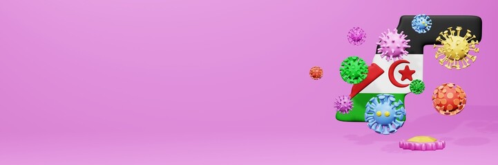 3d rendering of the spread of the covid 19 or corona virus in Western Sahara for displaying data on websites and social media