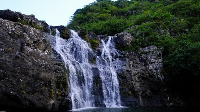 View of the watefall at cascades in Mauritius
