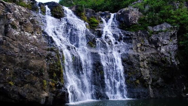 View of the watefall at cascades in Mauritius