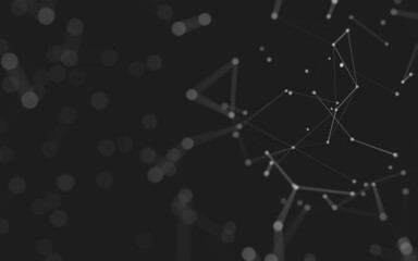 Abstract background. Molecules technology with polygonal shapes, connecting dots and lines. Connection structure. Big data visualization.