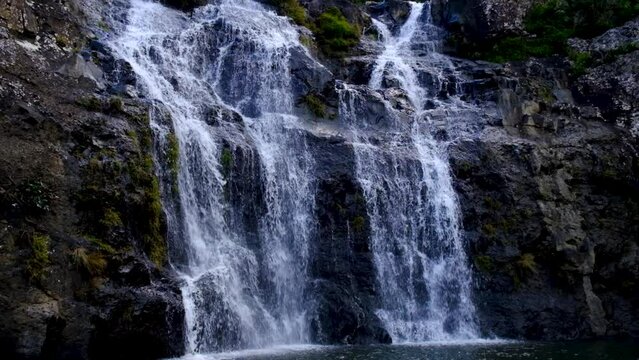 View of the watefall at cascades in Mauritius
